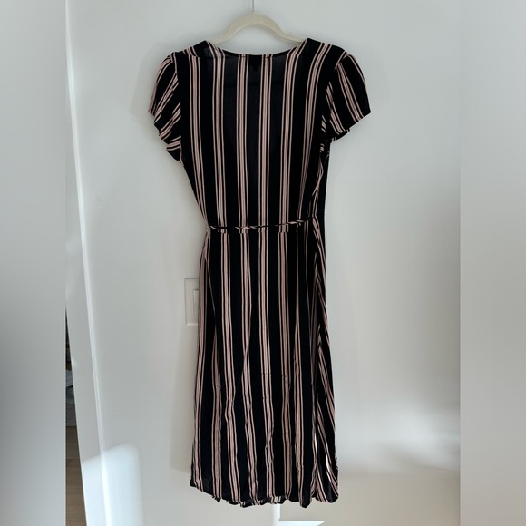 Lulus black striped midi wrap dress - Picture 6 of 8